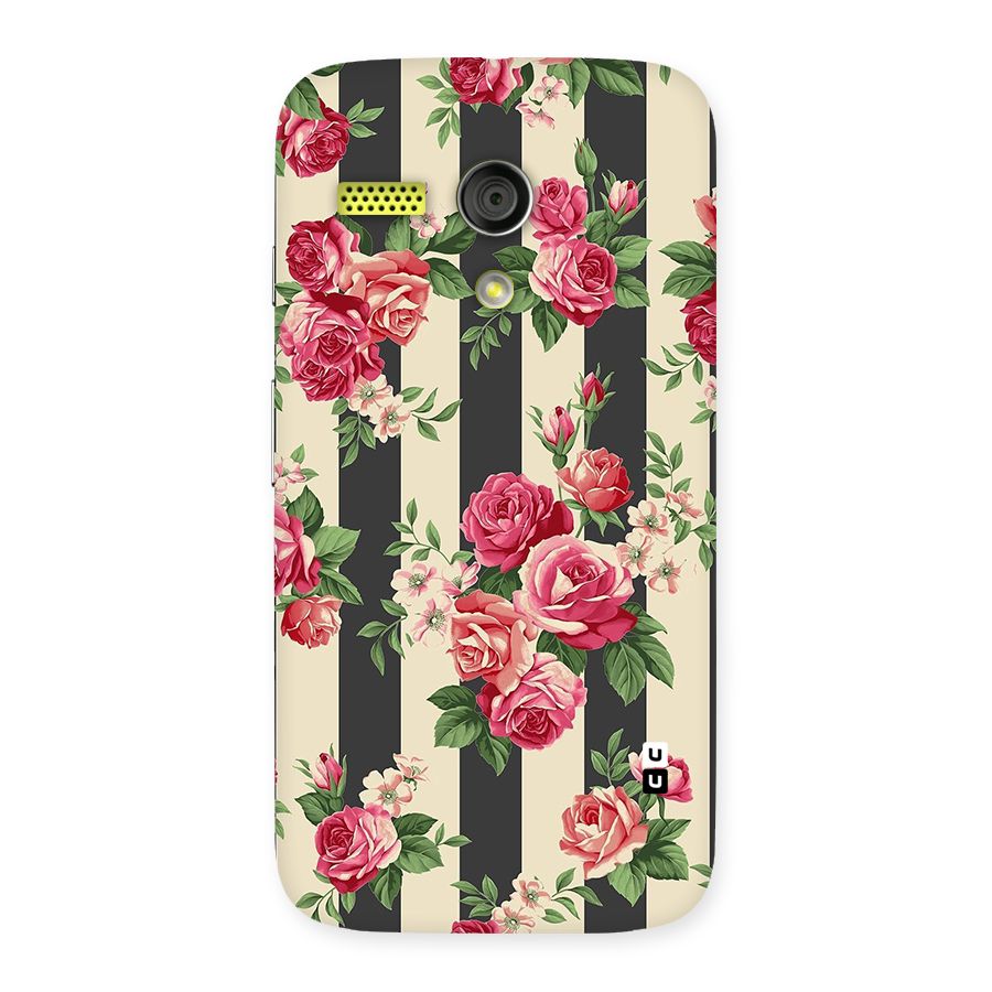 Stripes And Floral Back Case for Moto G