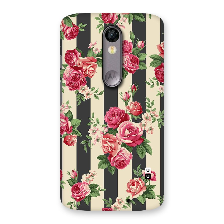 Stripes And Floral Back Case for Moto X Force