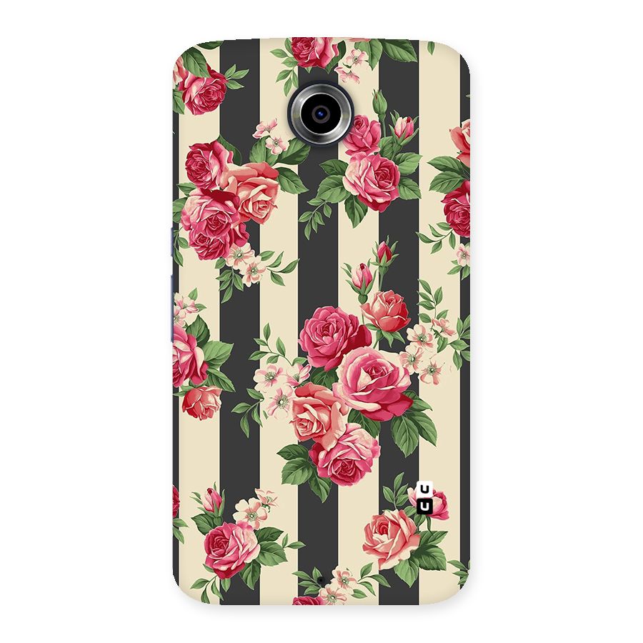 Stripes And Floral Back Case for Nexsus 6