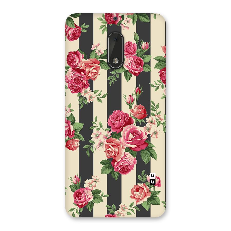 Stripes And Floral Back Case for Nokia 6