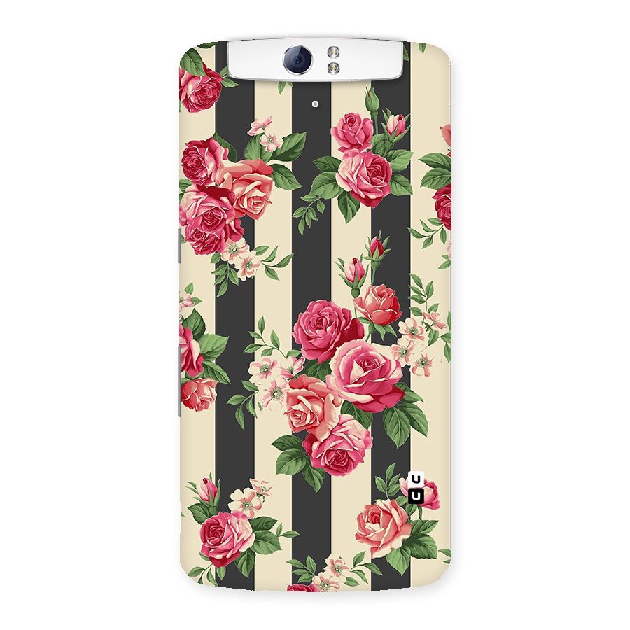 Stripes And Floral Back Case for Oppo N1