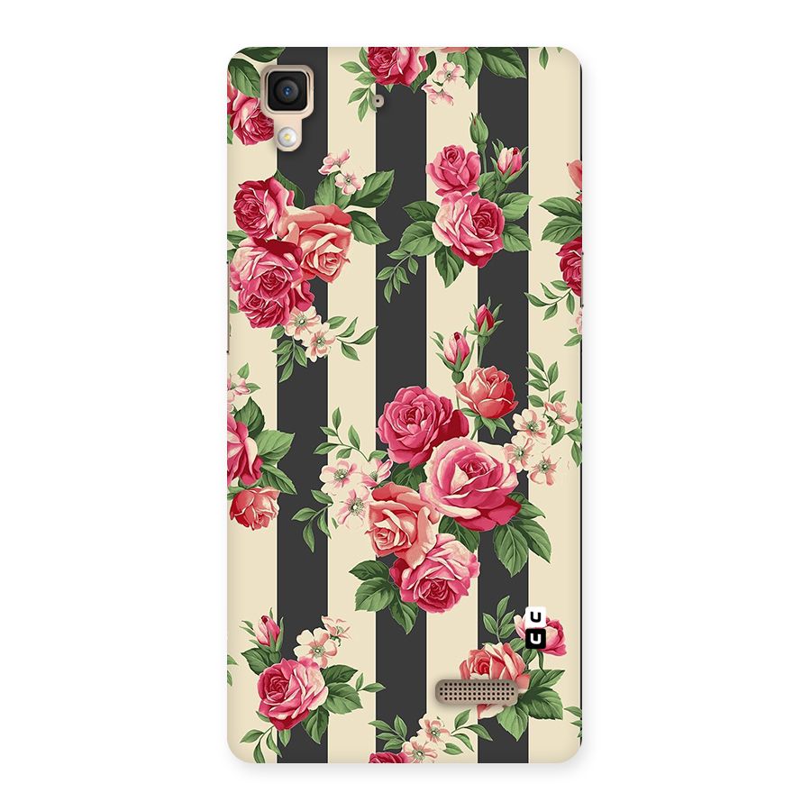Stripes And Floral Back Case for Oppo R7