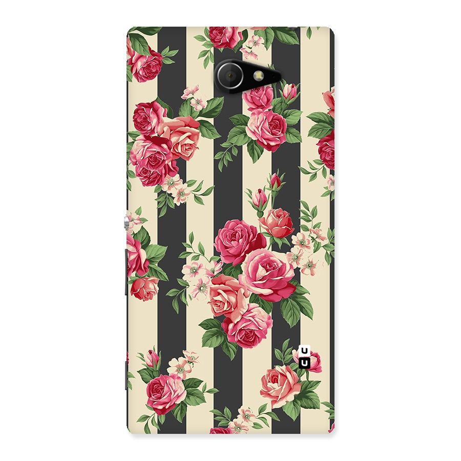 Stripes And Floral Back Case for Sony Xperia M2