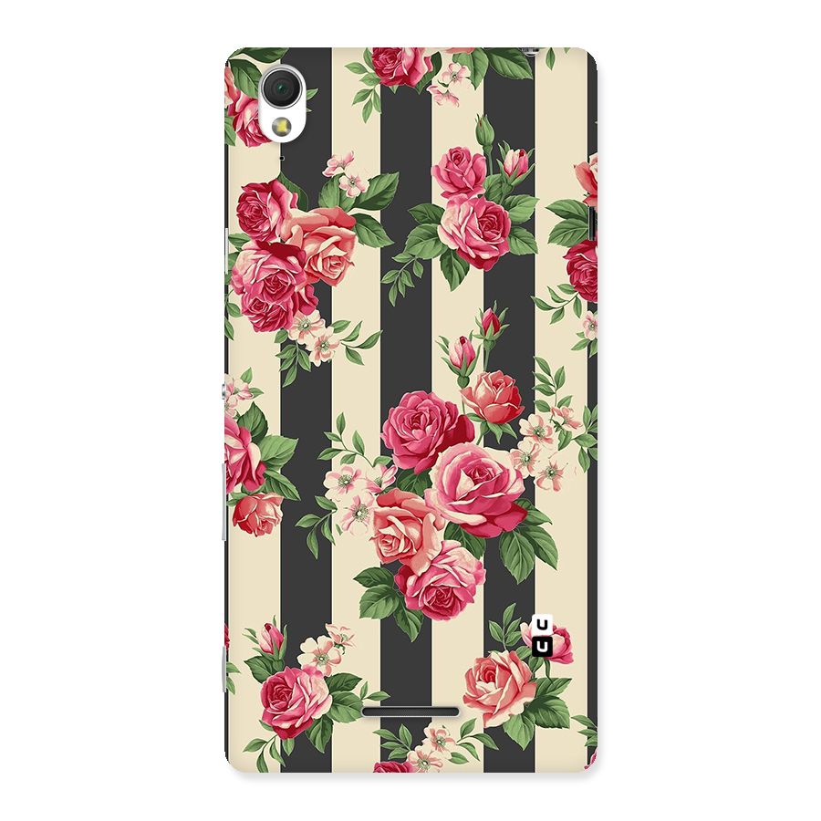 Stripes And Floral Back Case for Sony Xperia T3