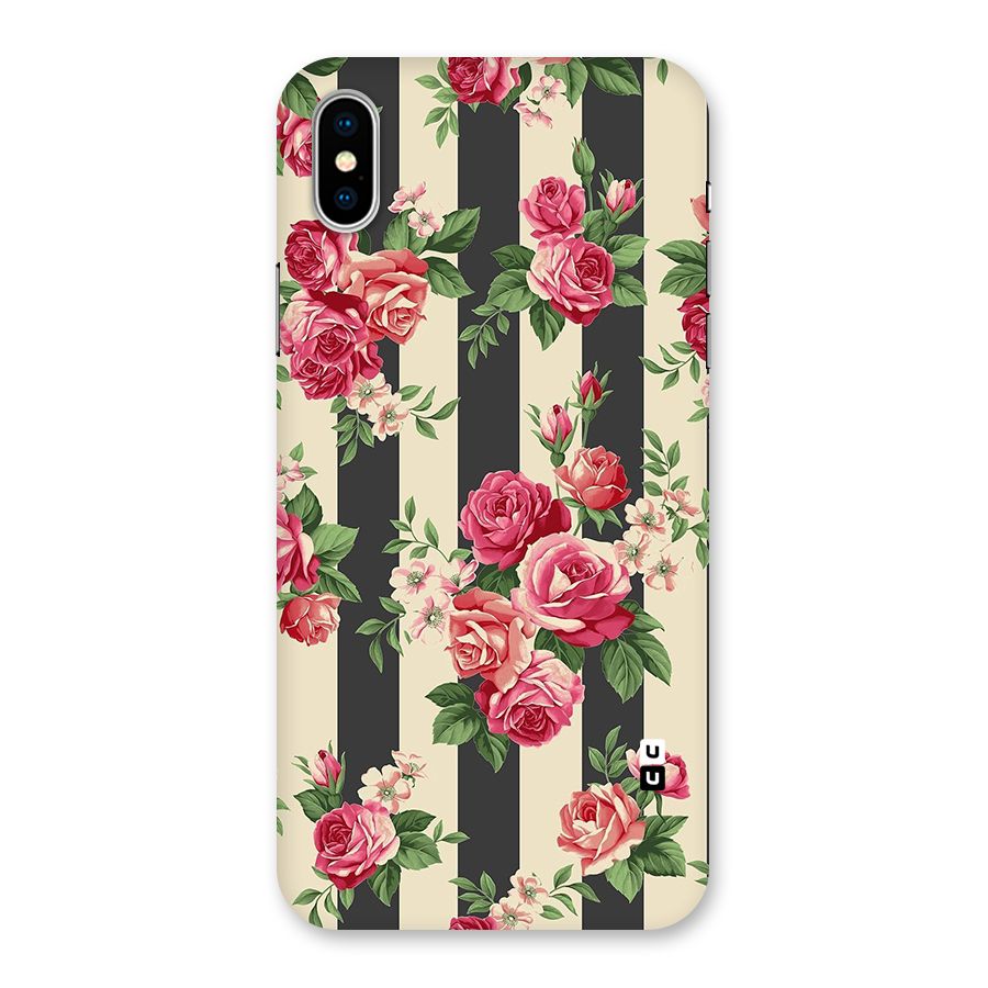 Stripes And Floral Back Case for iPhone X