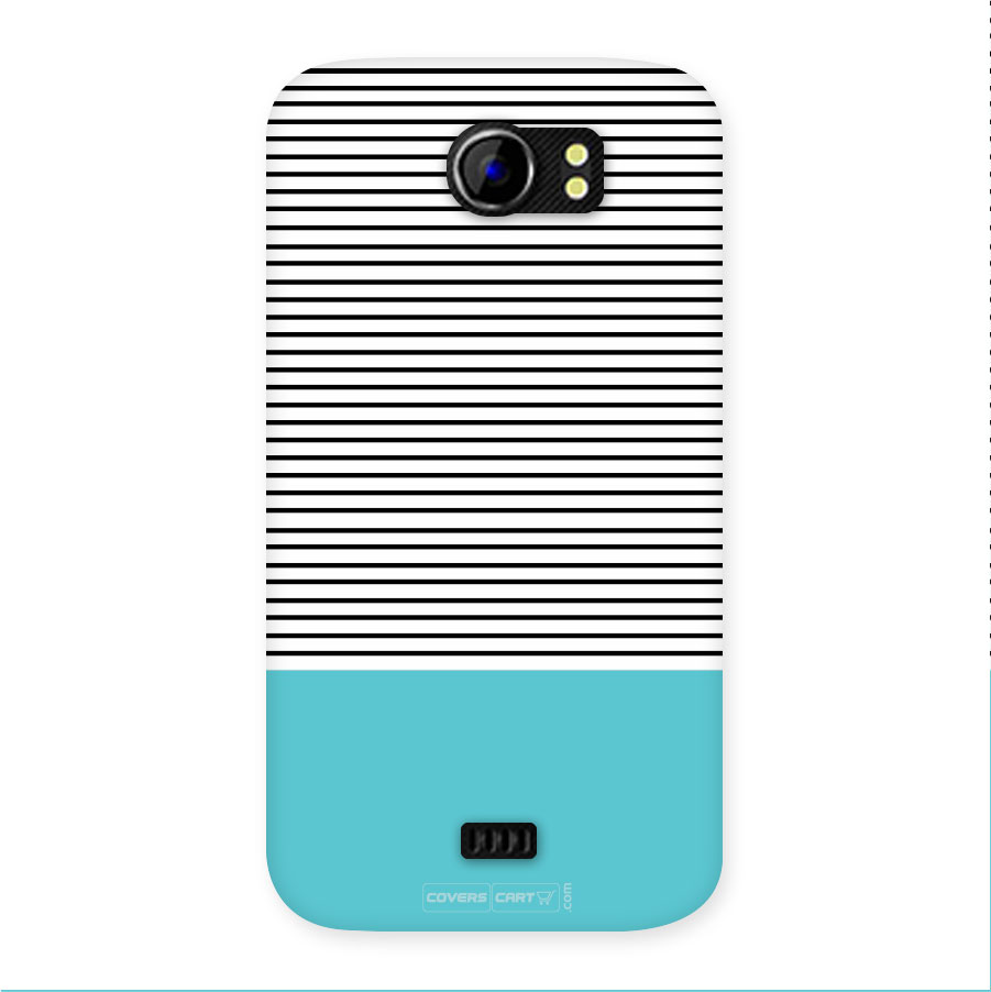 Deep Sky Blue Stripes Back Case for Micromax A110 Canvas 2