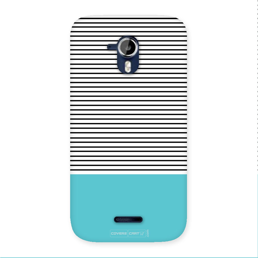 Deep Sky Blue Stripes Back Case for Micromax A117 Canvas Magnus