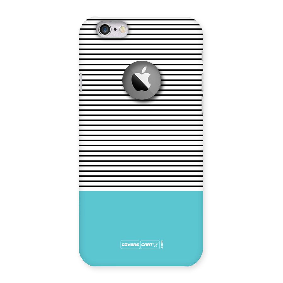 Deep Sky Blue Stripes Back Case for iPhone 6 Logo Cut