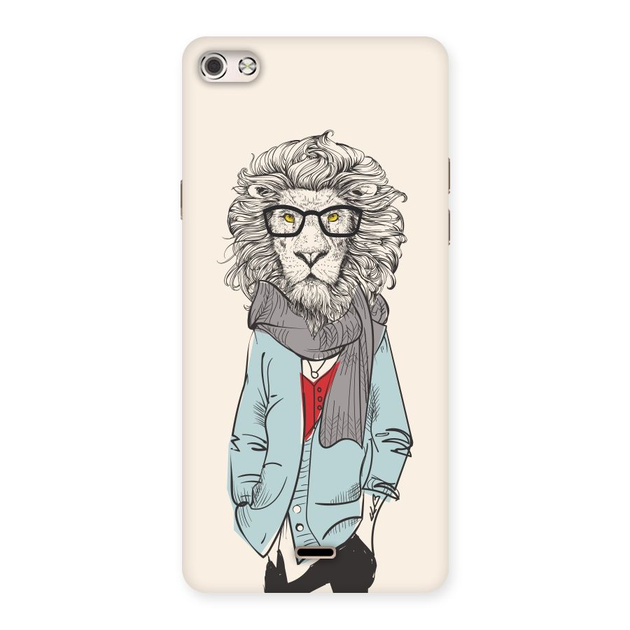 Stylish Lion Back Case for Micromax Canvas Silver 5