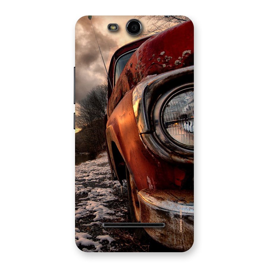 Vintage Car Headlight Back Case for Micromax Canvas Juice 3 Q392