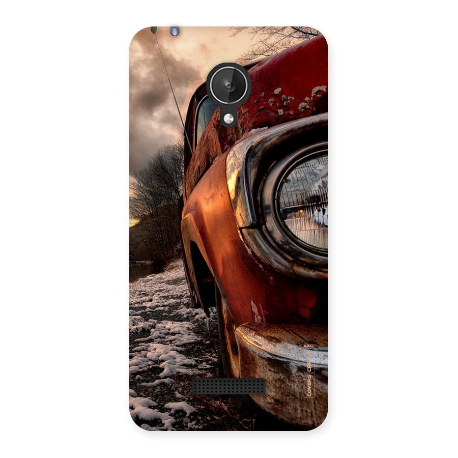 Vintage Car Headlight Back Case for Micromax Canvas Spark Q380