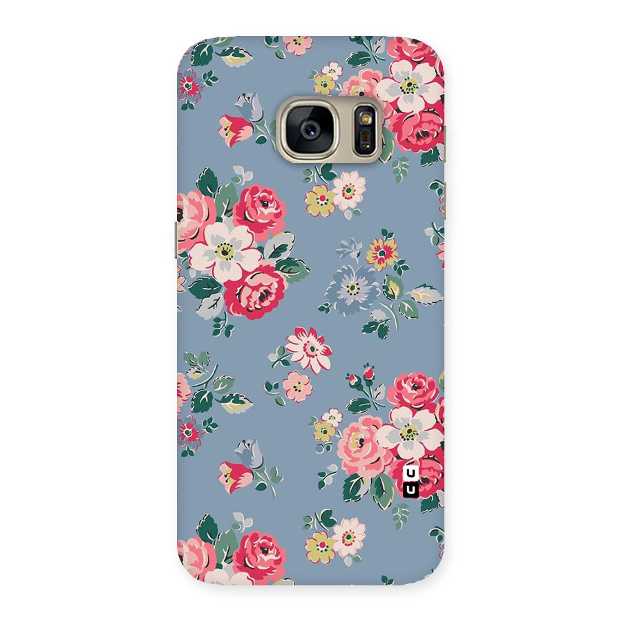 Vintage Flower Pattern Back Case for Galaxy S7