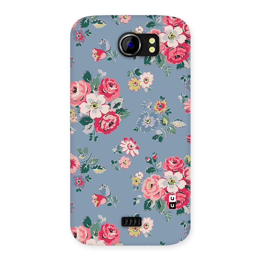 Vintage Flower Pattern Back Case for Micromax Canvas 2 A110