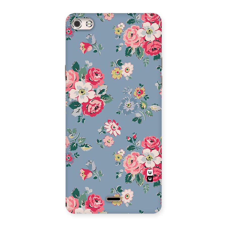 Vintage Flower Pattern Back Case for Micromax Canvas Silver 5