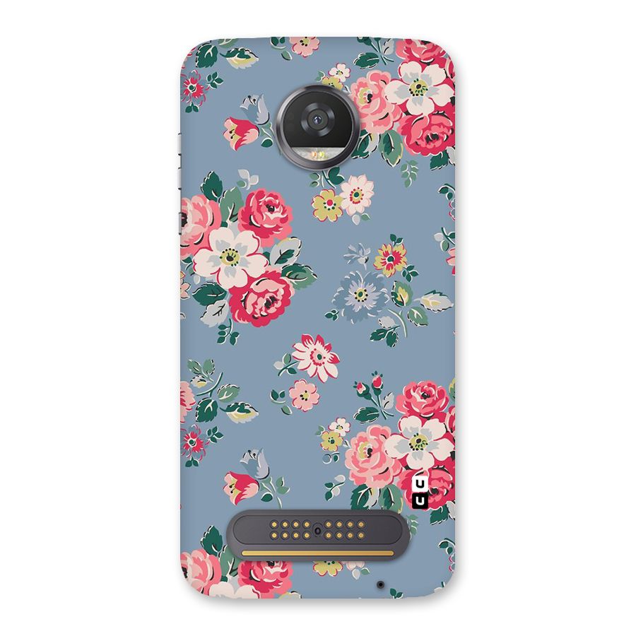Vintage Flower Pattern Back Case for Moto Z2 Play