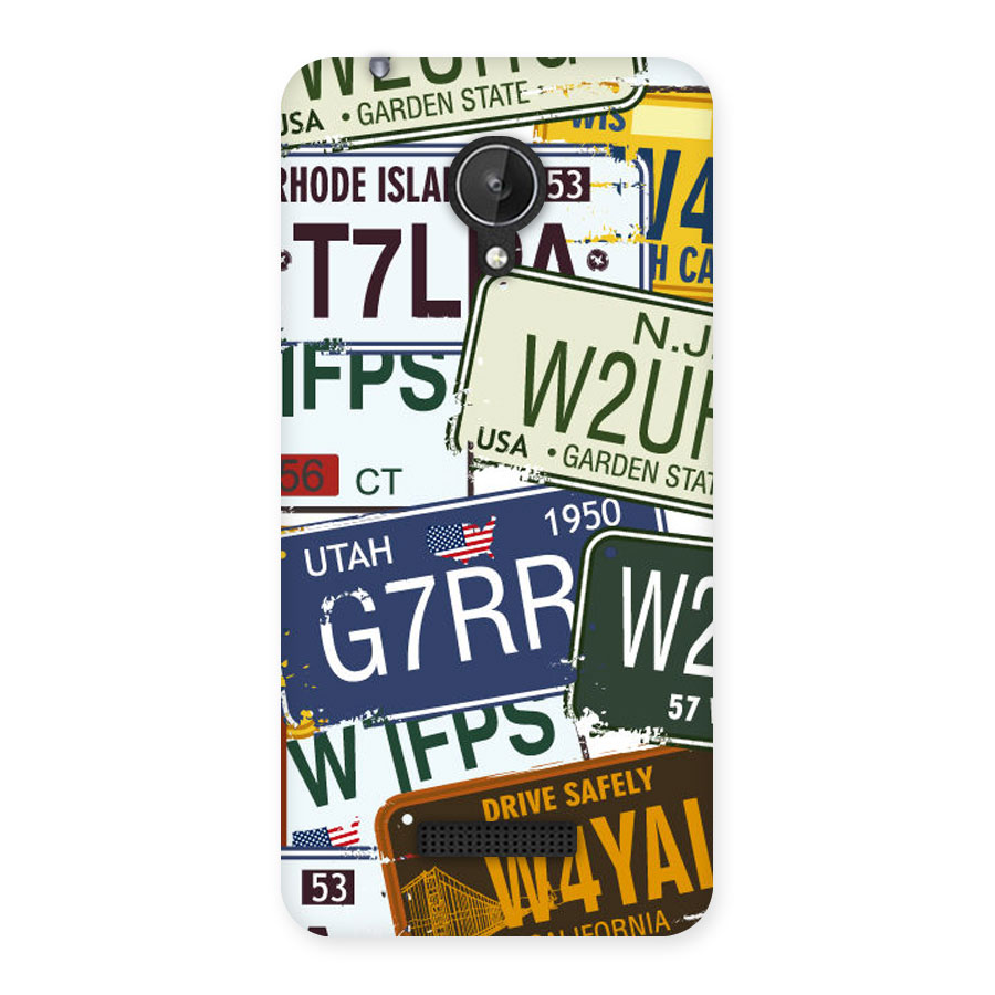 Vintage License Plates Back Case for Micromax Canvas Spark Q380