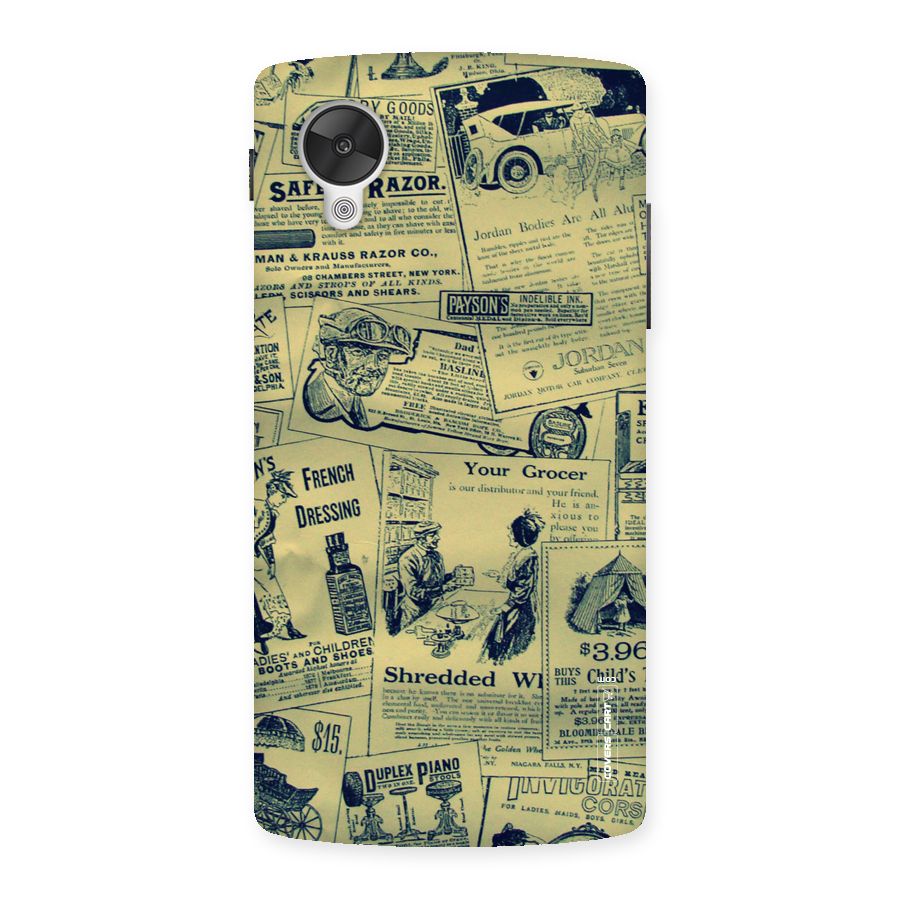 Vintage Newspaper Cutouts Back Case for Google Nexsus 5
