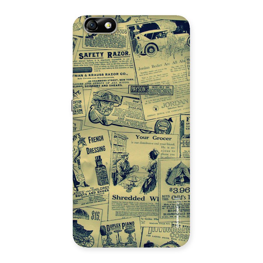 Vintage Newspaper Cutouts Back Case for Honor 4X