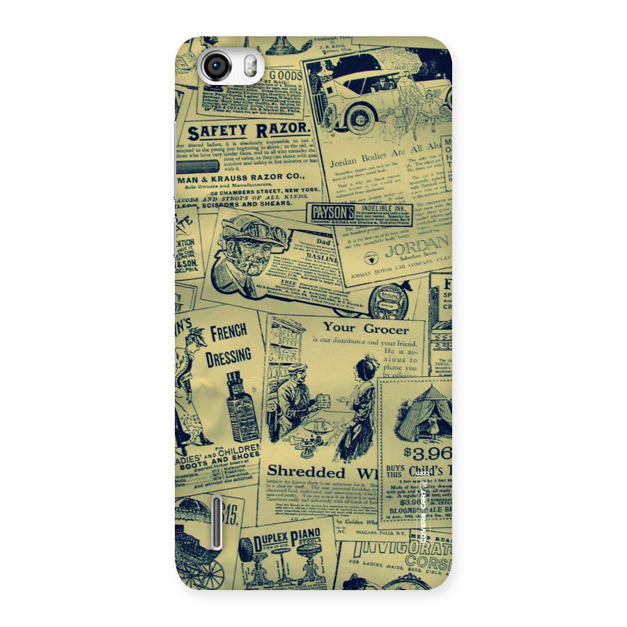 Vintage Newspaper Cutouts Back Case for Honor 6