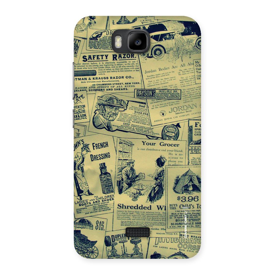 Vintage Newspaper Cutouts Back Case for Honor Bee