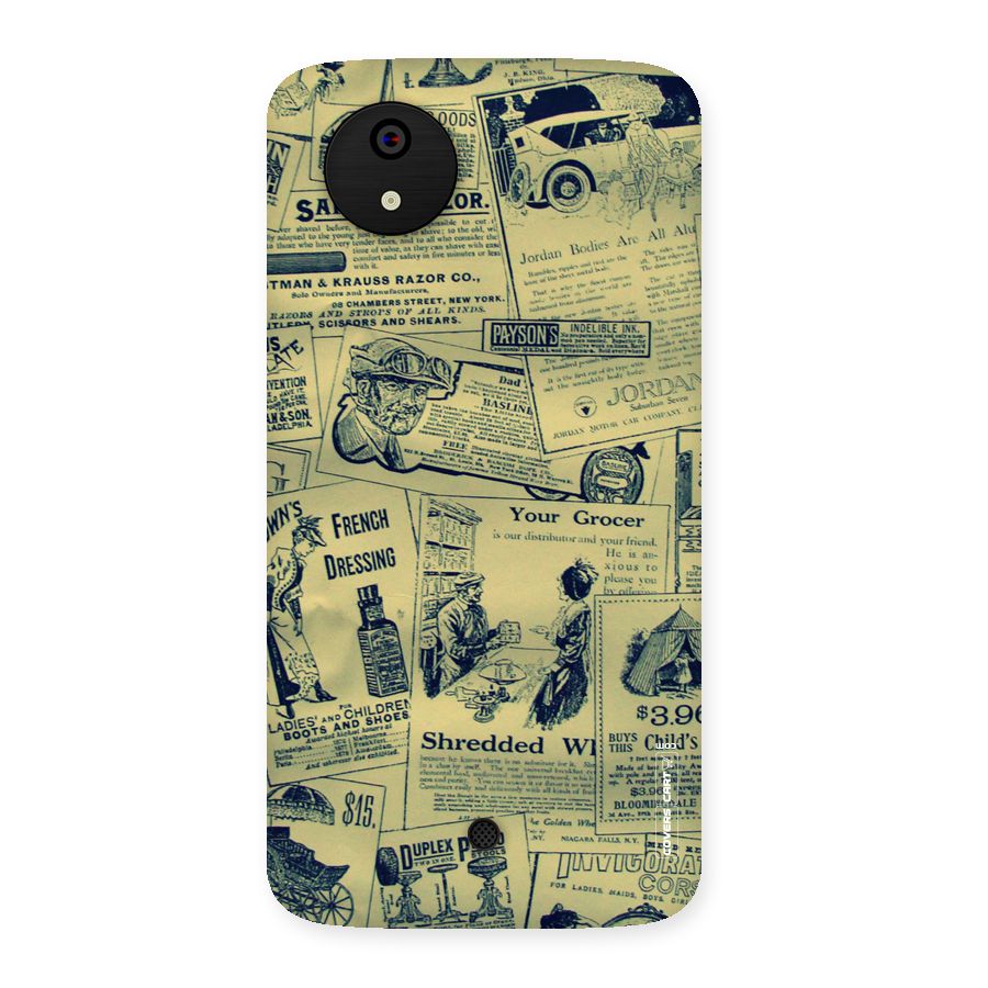 Vintage Newspaper Cutouts Back Case for Micromax Canvas A1