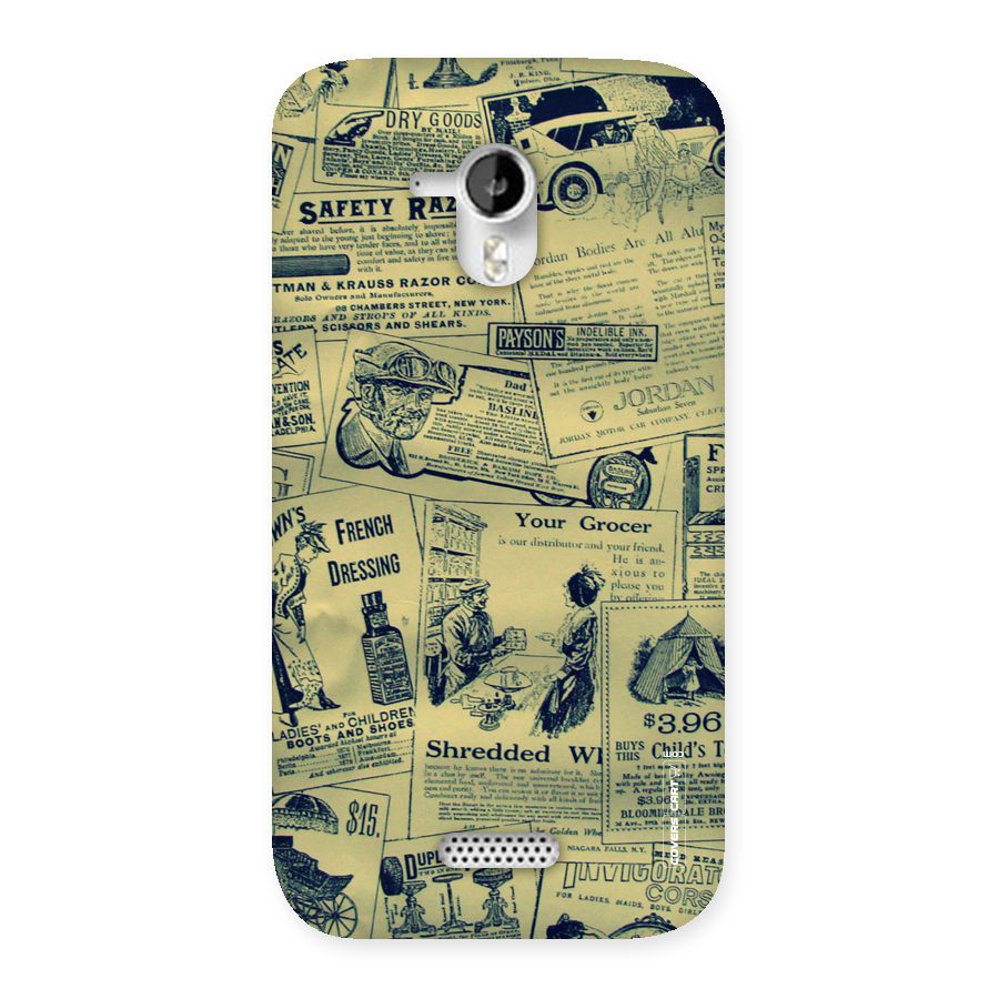 Vintage Newspaper Cutouts Back Case for Micromax Canvas HD A116