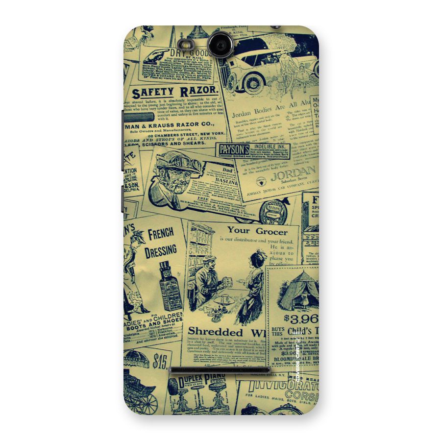 Vintage Newspaper Cutouts Back Case for Micromax Canvas Juice 3 Q392