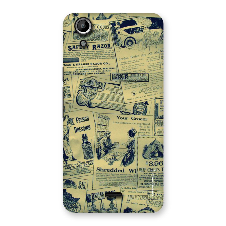 Vintage Newspaper Cutouts Back Case for Micromax Canvas Selfie Lens Q345