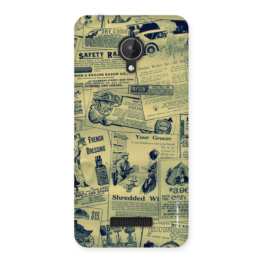 Vintage Newspaper Cutouts Back Case for Micromax Canvas Spark Q380