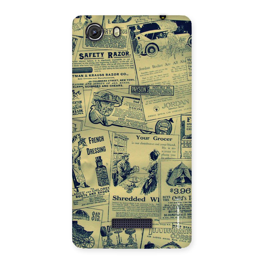 Vintage Newspaper Cutouts Back Case for Micromax Unite 3