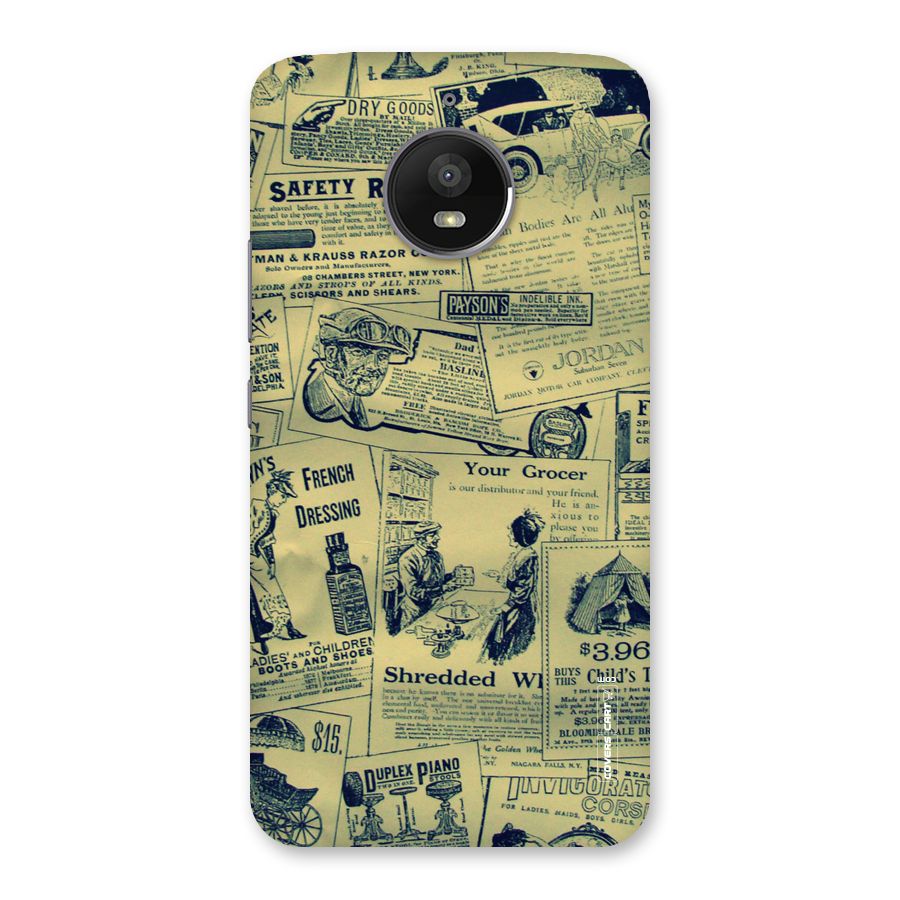 Vintage Newspaper Cutouts Back Case for Moto E4 Plus