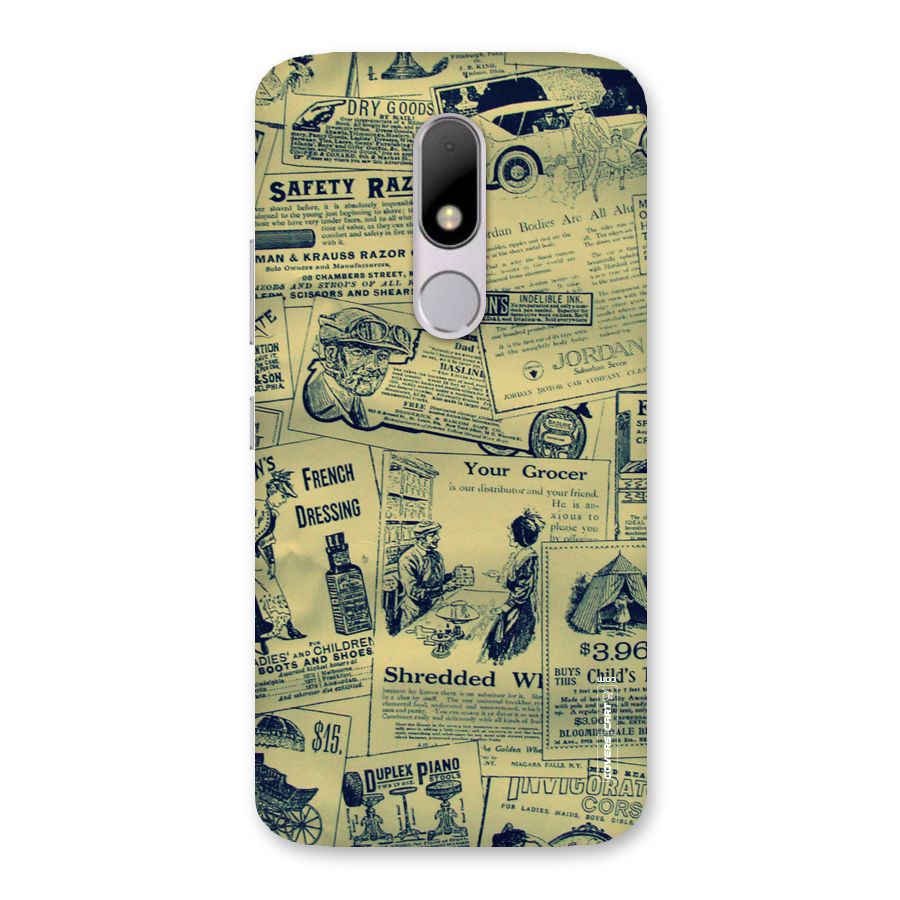 Vintage Newspaper Cutouts Back Case for Moto M