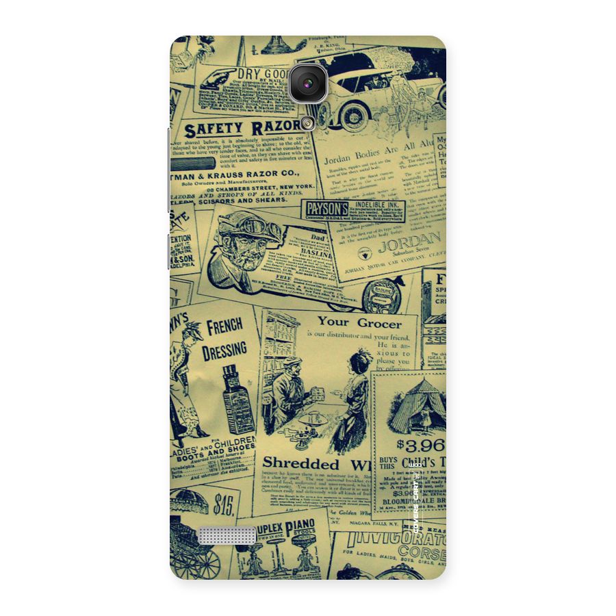Vintage Newspaper Cutouts Back Case for Redmi Note