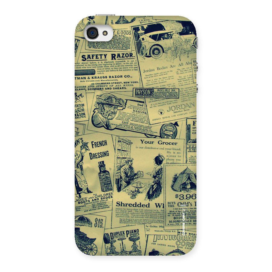 Vintage Newspaper Cutouts Back Case for iPhone 4 4s