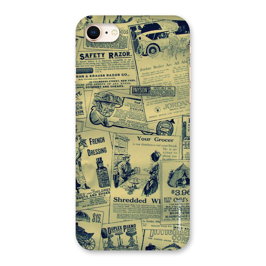 Vintage Newspaper Cutouts Back Case for iPhone 8