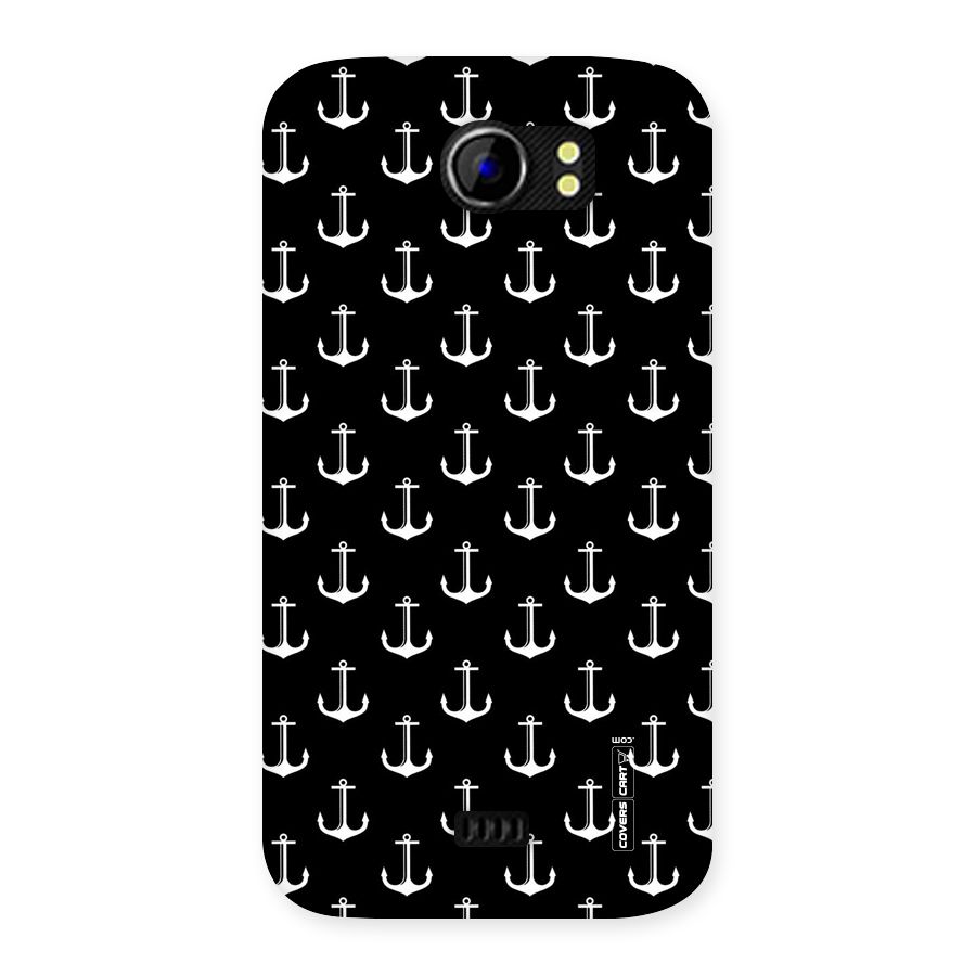 White And Black Anchor Pattern Back Case for Micromax Canvas 2 A110