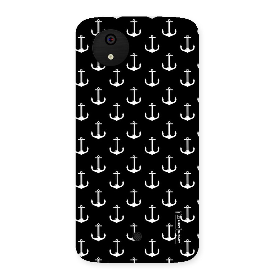 White And Black Anchor Pattern Back Case for Micromax Canvas A1