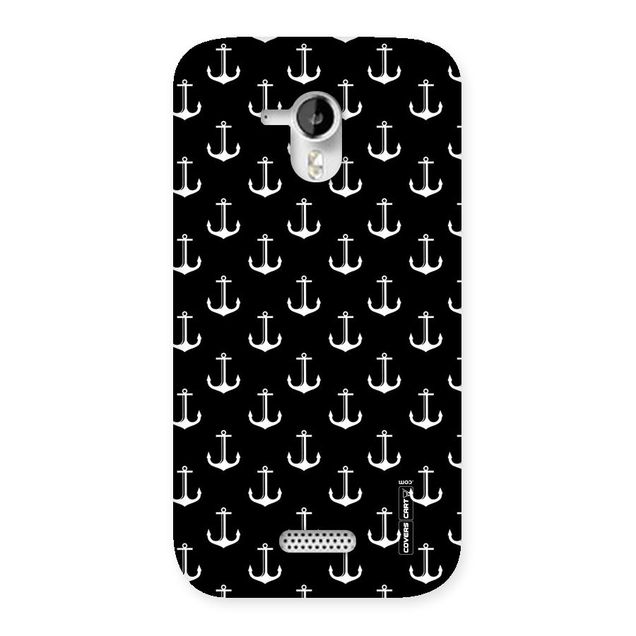 White And Black Anchor Pattern Back Case for Micromax Canvas HD A116