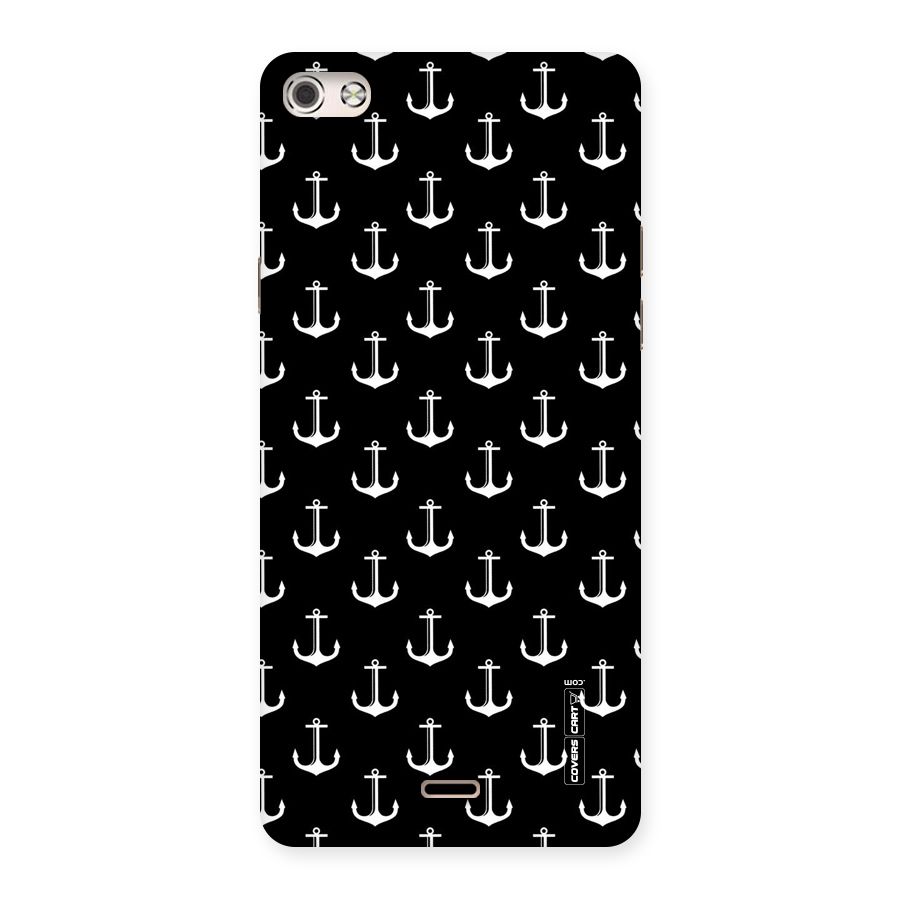 White And Black Anchor Pattern Back Case for Micromax Canvas Silver 5