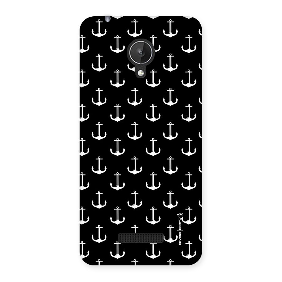 White And Black Anchor Pattern Back Case for Micromax Canvas Spark Q380