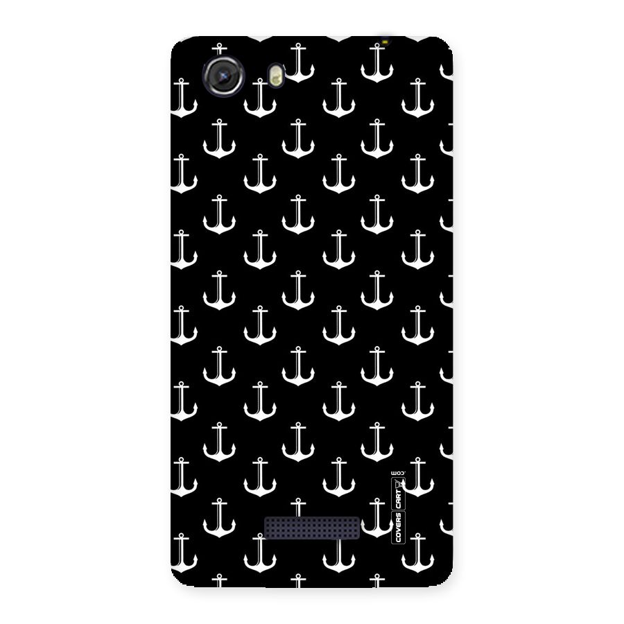 White And Black Anchor Pattern Back Case for Micromax Unite 3