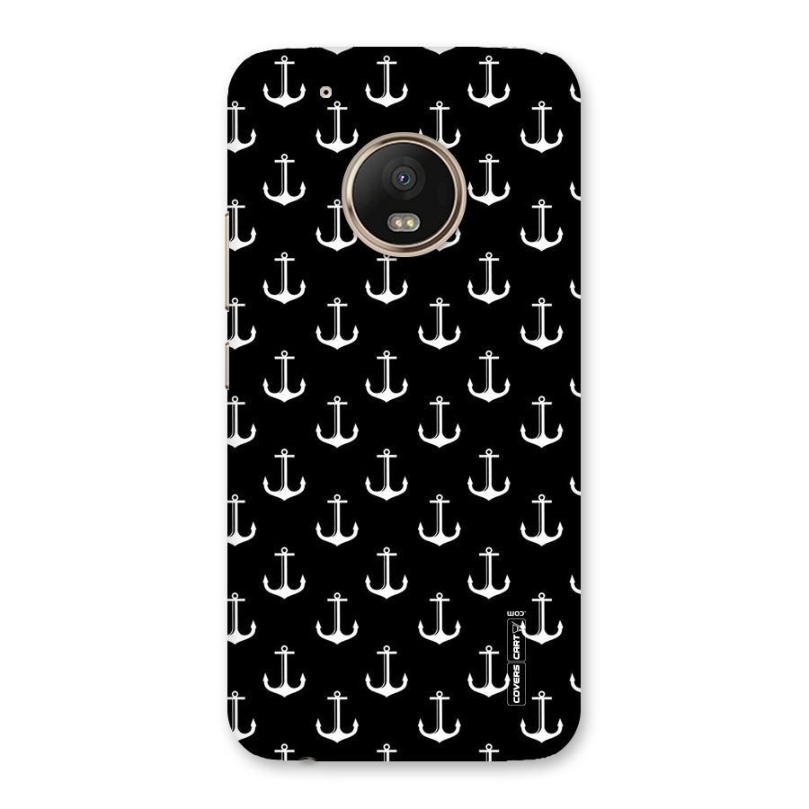 White And Black Anchor Pattern Back Case for Moto G5 Plus