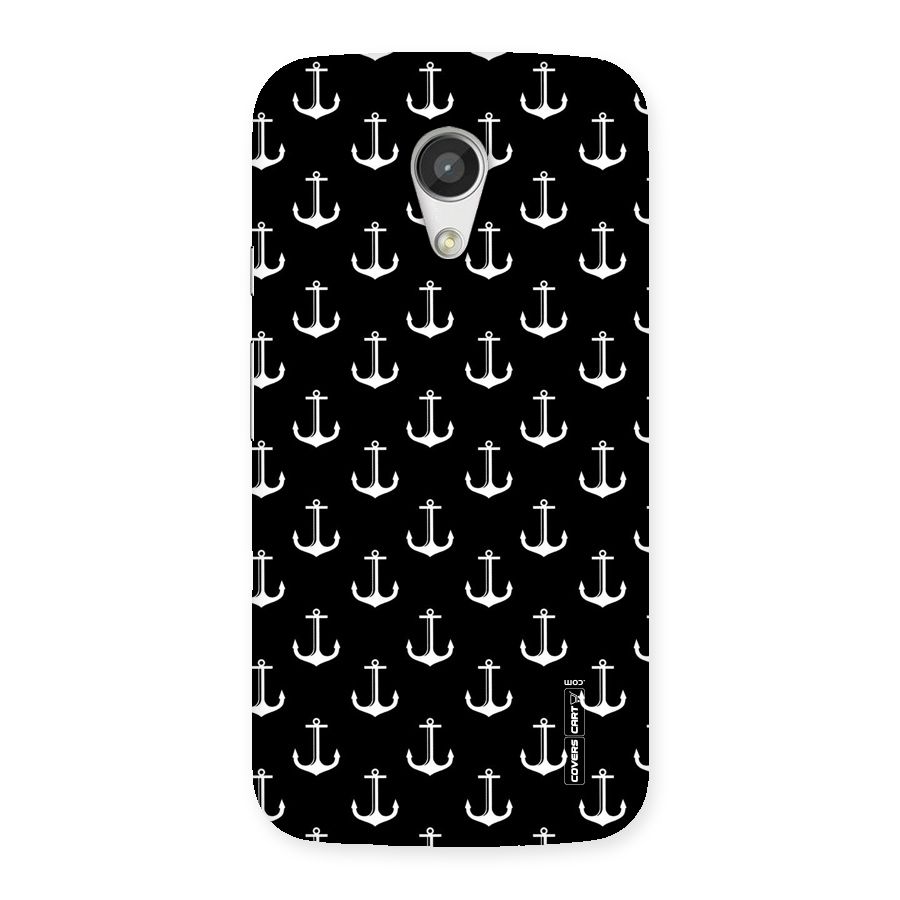 White And Black Anchor Pattern Back Case for Moto G 2nd Gen