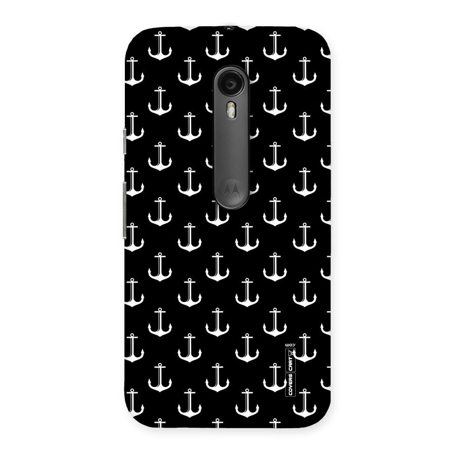 White And Black Anchor Pattern Back Case for Moto G Turbo
