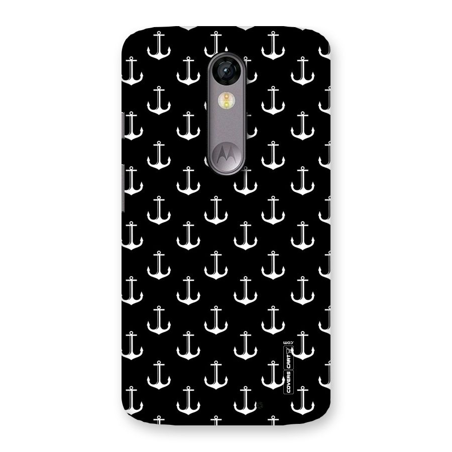 White And Black Anchor Pattern Back Case for Moto X Force