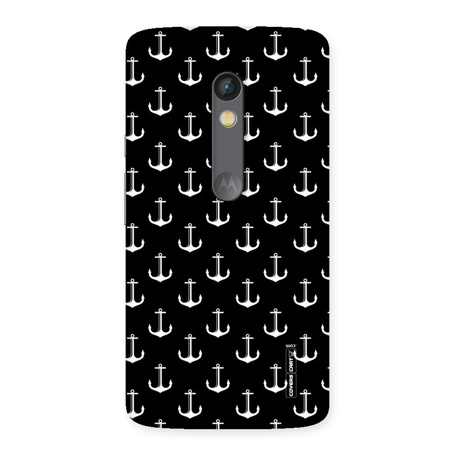 White And Black Anchor Pattern Back Case for Moto X Play