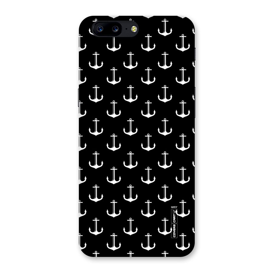 White And Black Anchor Pattern Back Case for OnePlus 5