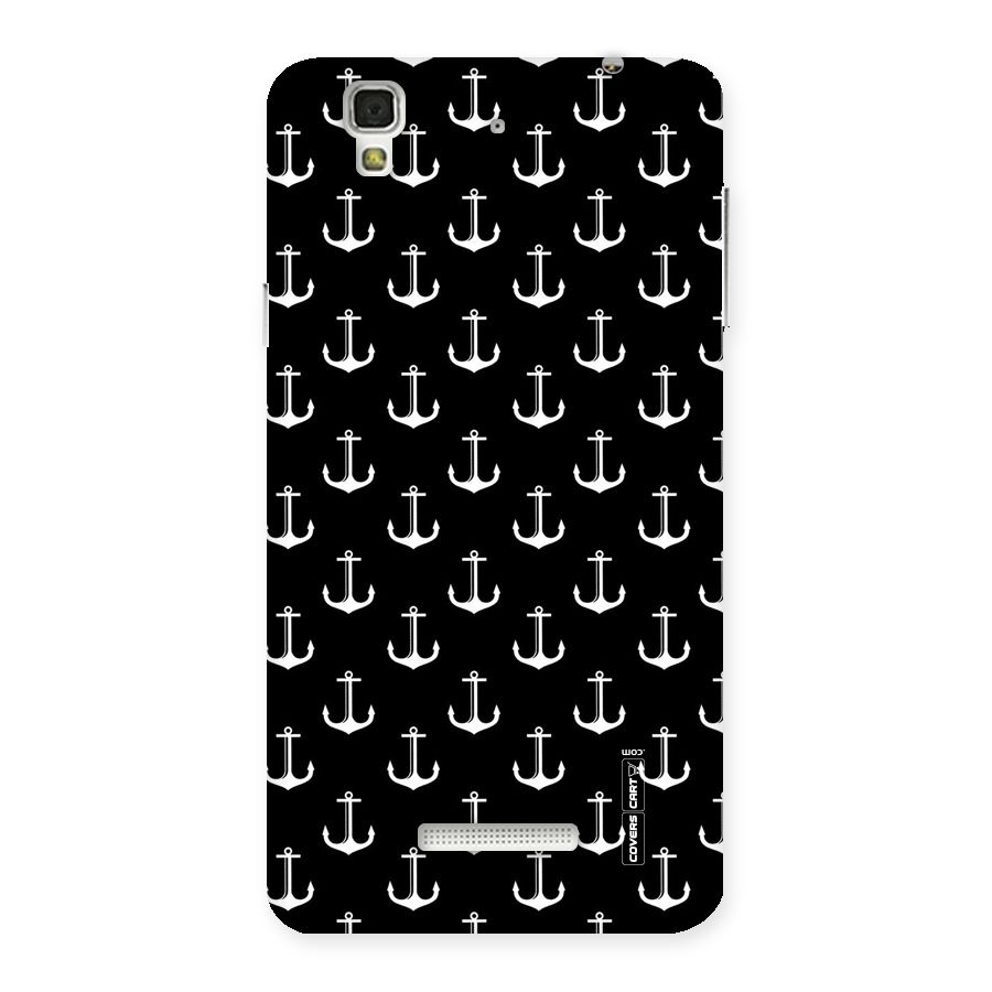 White And Black Anchor Pattern Back Case for YU Yureka Plus