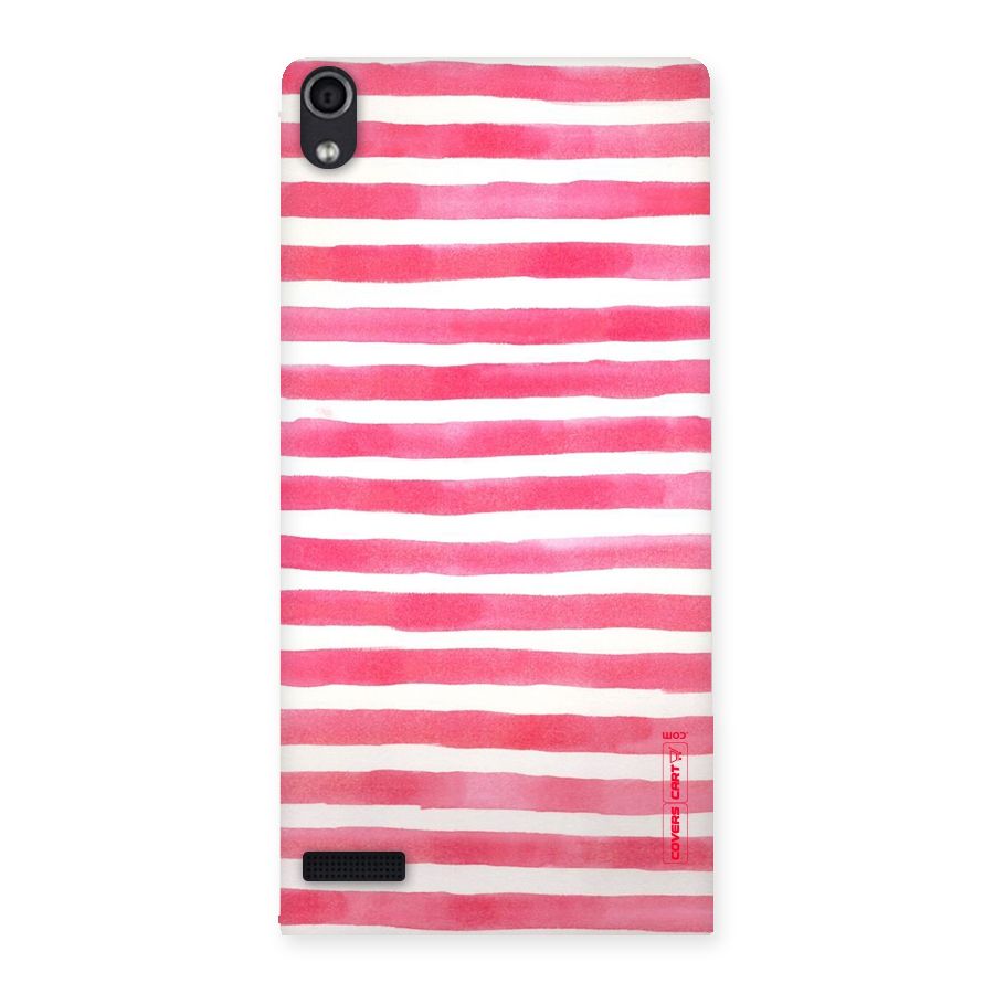 White And Pink Stripes Back Case for Ascend P6