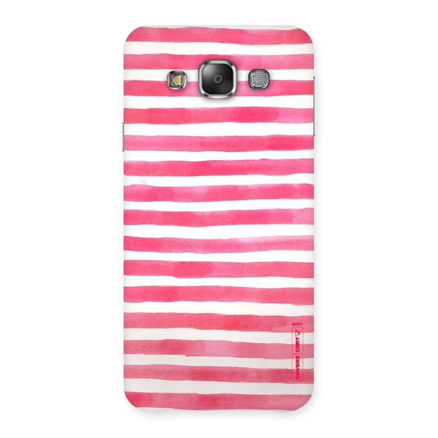 White And Pink Stripes Back Case for Galaxy E7